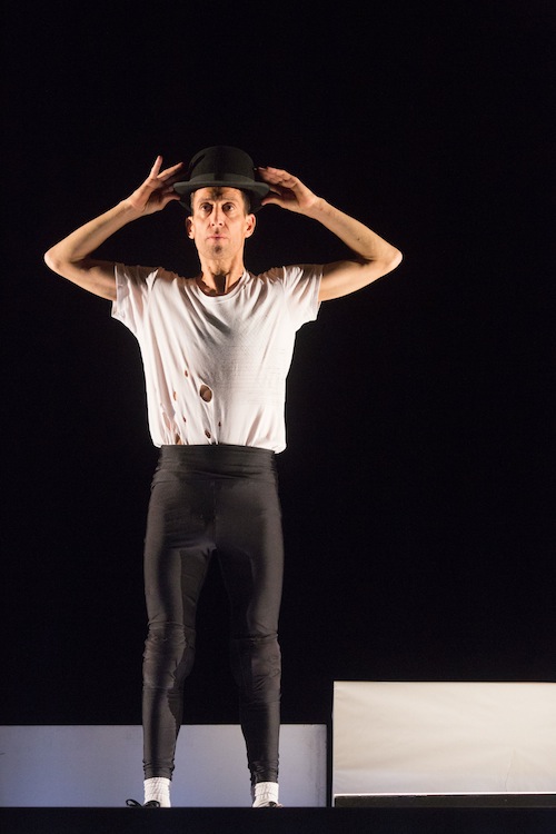 Martin Zimmerman adjusts a bowler hat on his head